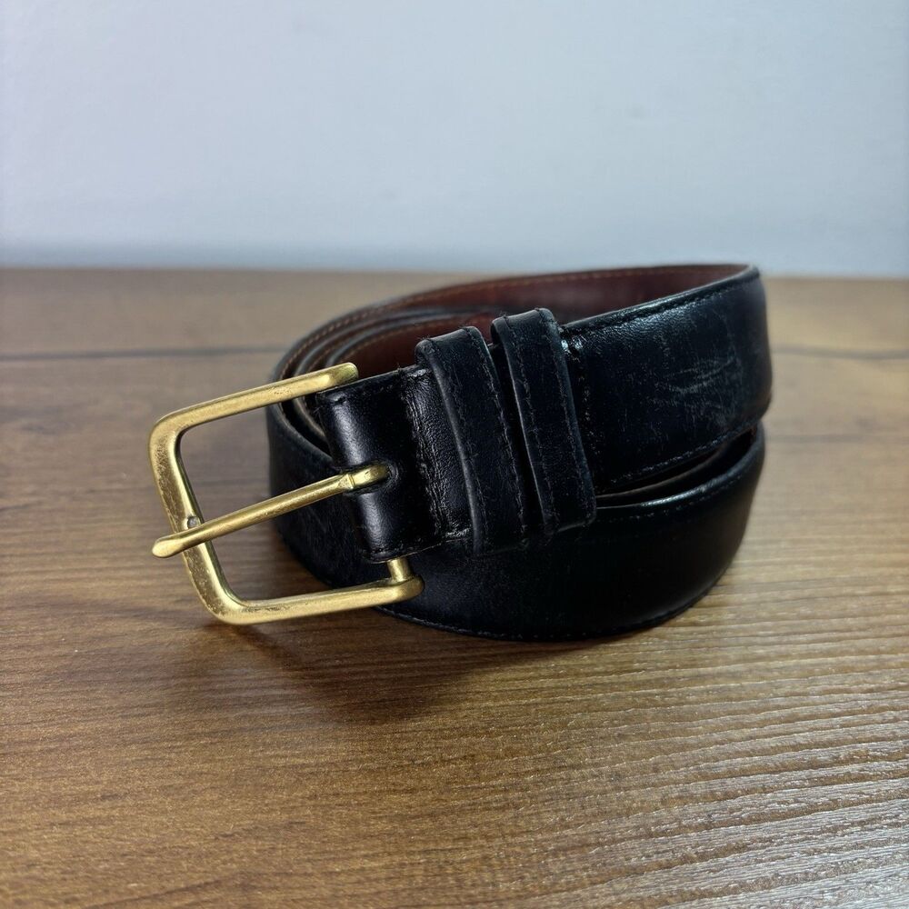 Vintage COACH 5800 Black Leather Belt Solid Brass Buckle Size 38 Made In USA